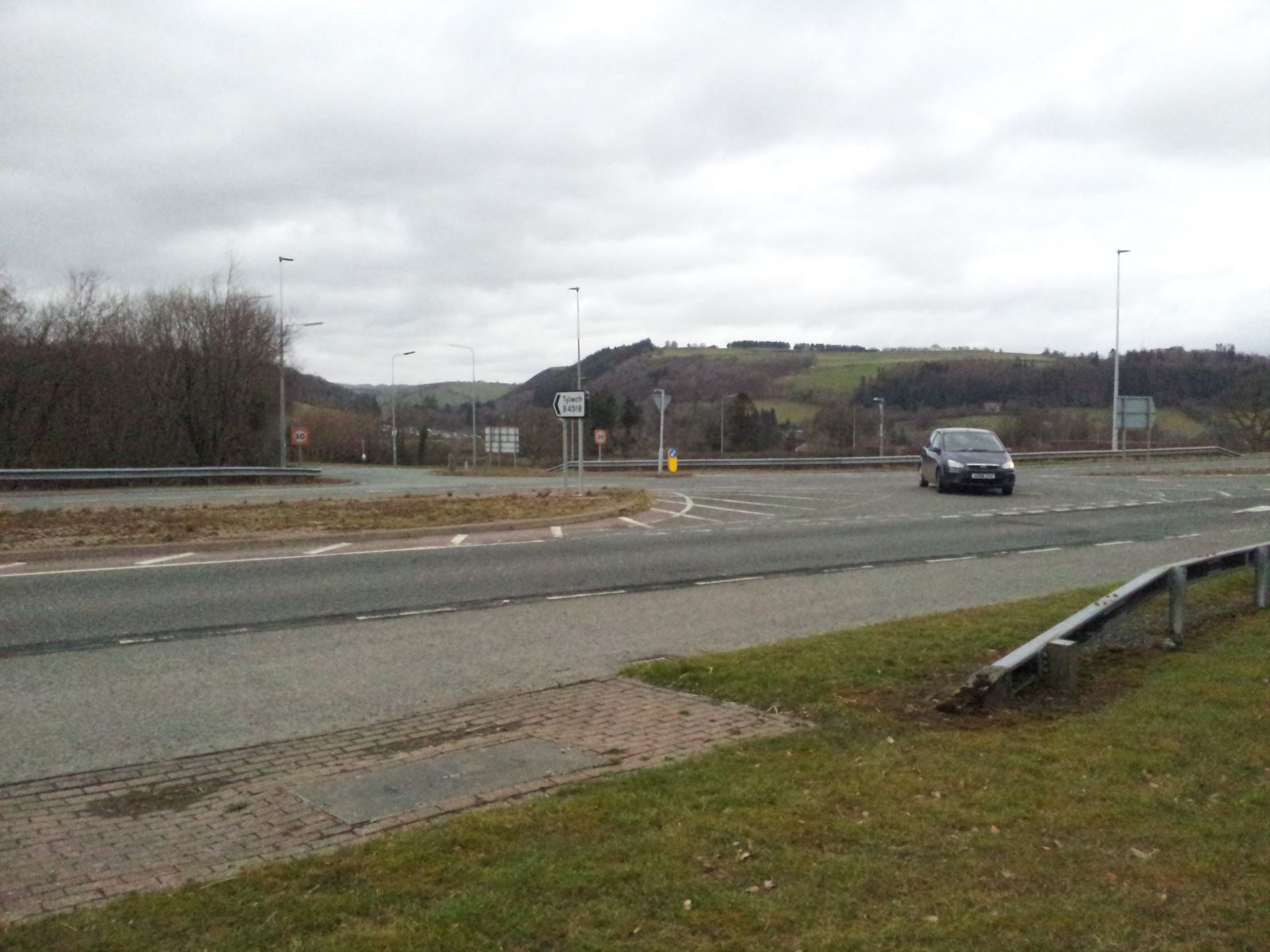 Llanidloes turning by the Industrial Estate for people heading in from Aberystwyth and West Wales Coast.